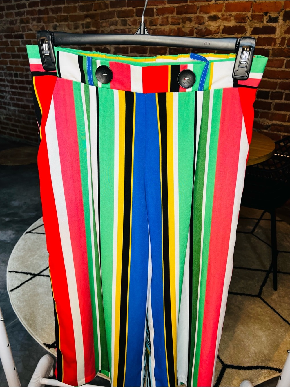 Multicolor Vertical Stripe Wide Leg High Waist Pants | Colorful Cropped Pants